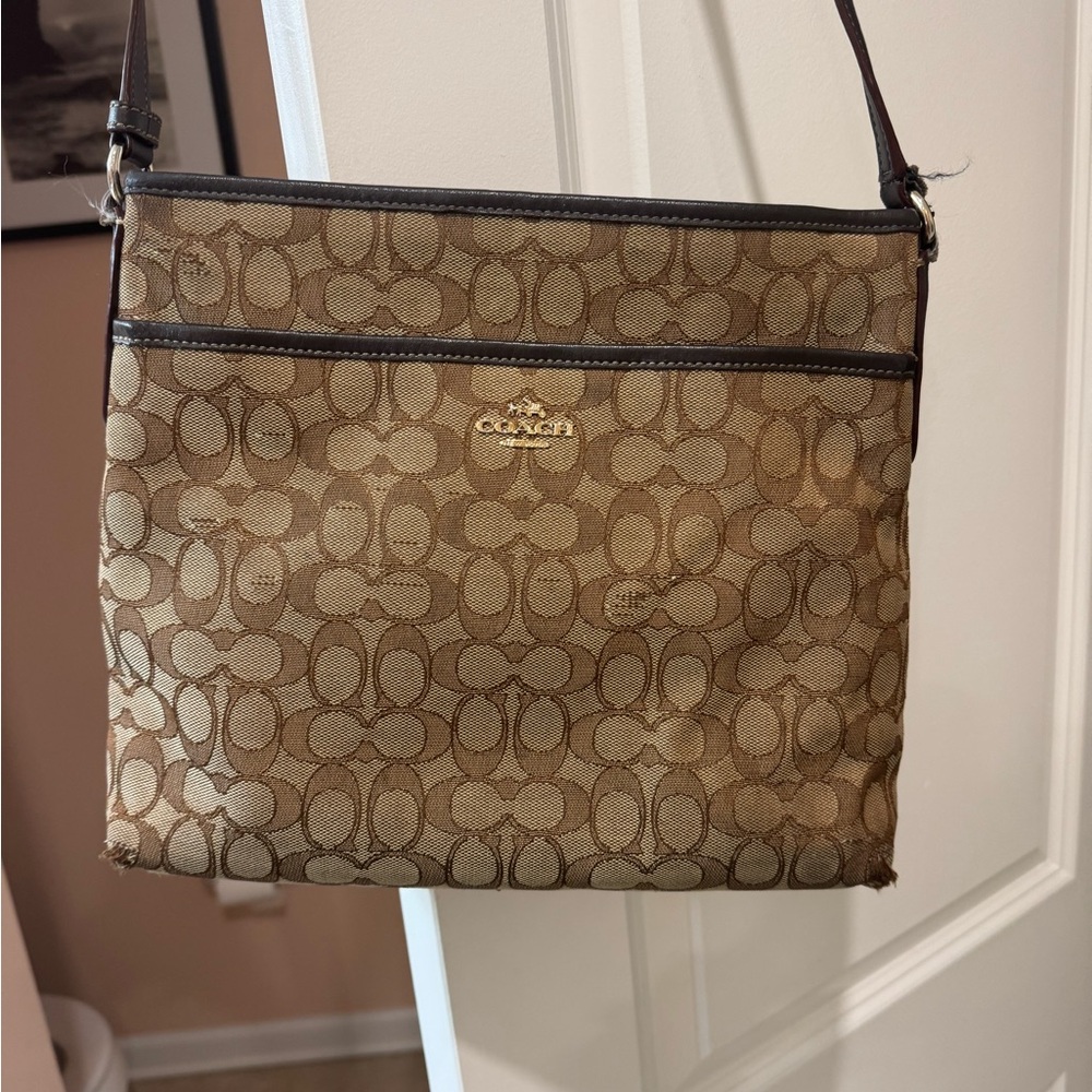 Coach Brown Crossbody Bag with Signature Design